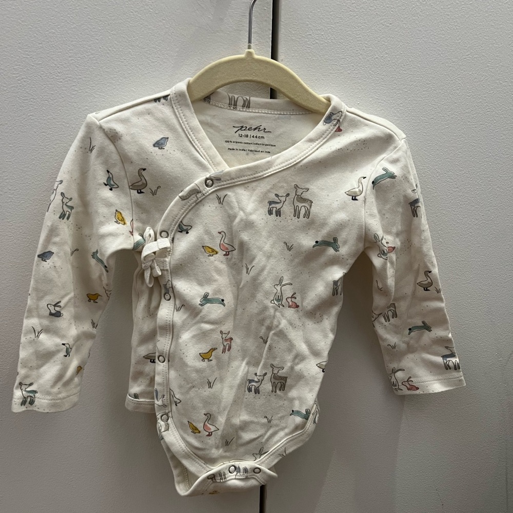 Pehr Baby Cream Animal Pattern Bodysuit